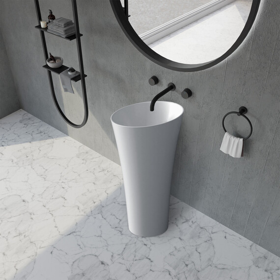 Раковина напольная Abber Stein 50 см AS2509, белый матовый фото 2