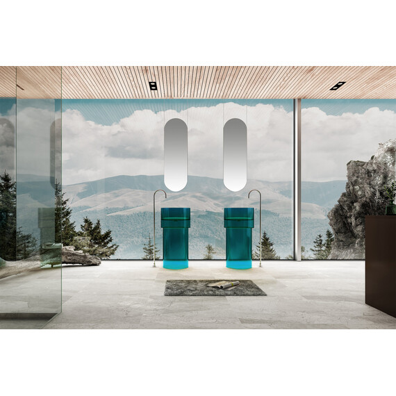 Раковина напольная прозрачная Abber Kristall 45 см AT2701Aquamarin, бирюзовый фото 2