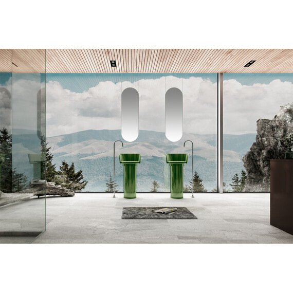 Раковина напольная прозрачная Abber Kristall 45 см AT2702Emerald, зеленый фото 2