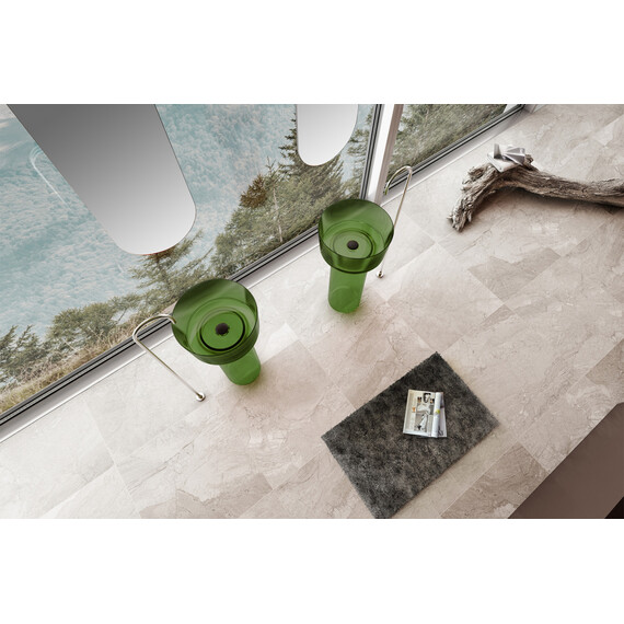 Раковина напольная прозрачная Abber Kristall 45 см AT2702Emerald, зеленый фото 3