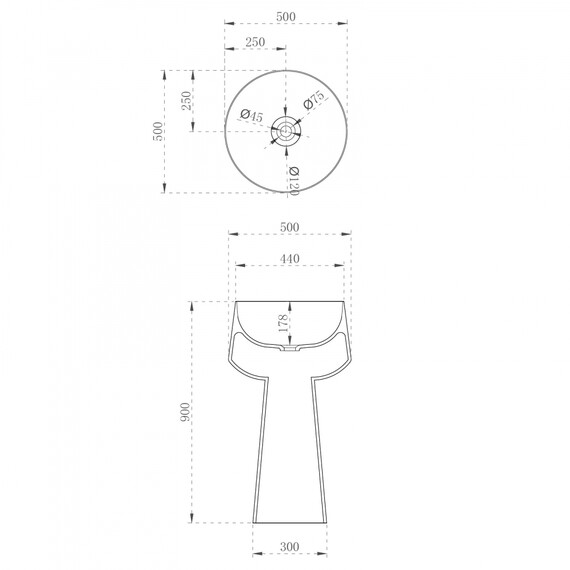 Раковина напольная прозрачная Abber Kristall 50 см AT2706White-Onyx, белый/черный фото 5