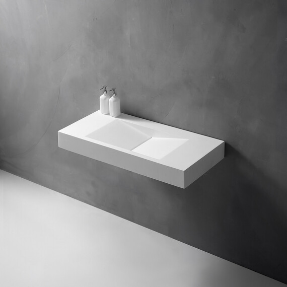 Раковина подвесная Abber Stein 100 см AS2641, белый матовый фото 3