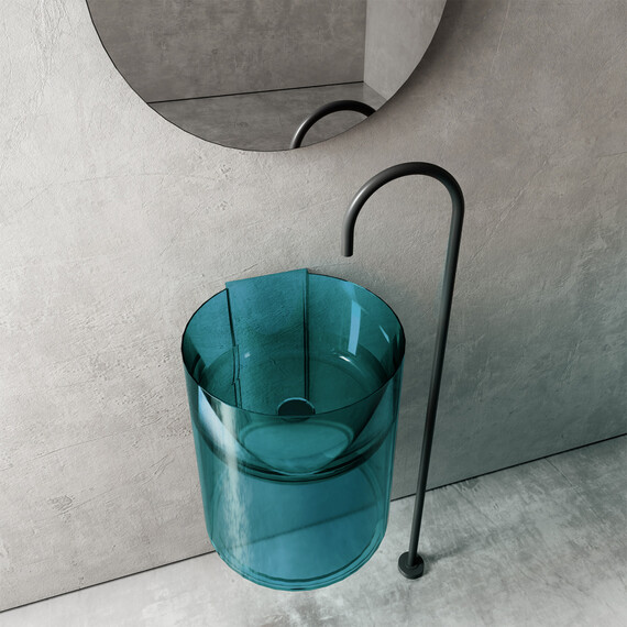 Раковина подвесная прозрачная Abber Kristall 42 см AT2704Aquamarin, бирюзовый фото 4