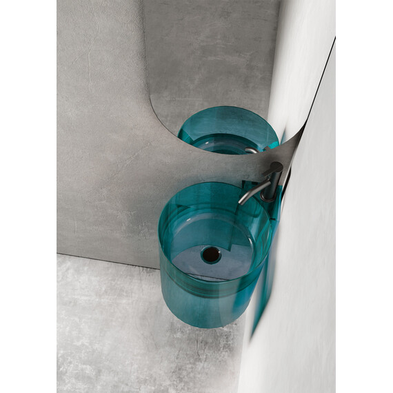 Раковина подвесная прозрачная Abber Kristall 42 см AT2705Aquamarin, бирюзовый фото 4