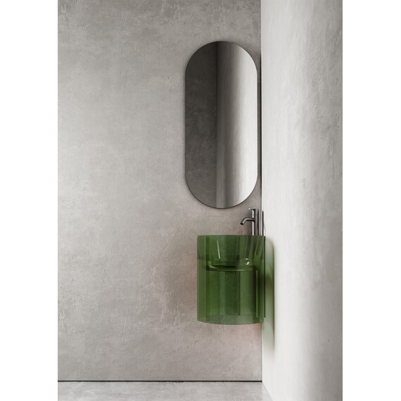 Раковина подвесная прозрачная Abber Kristall 42 см AT2705Emerald, зеленый фото 2