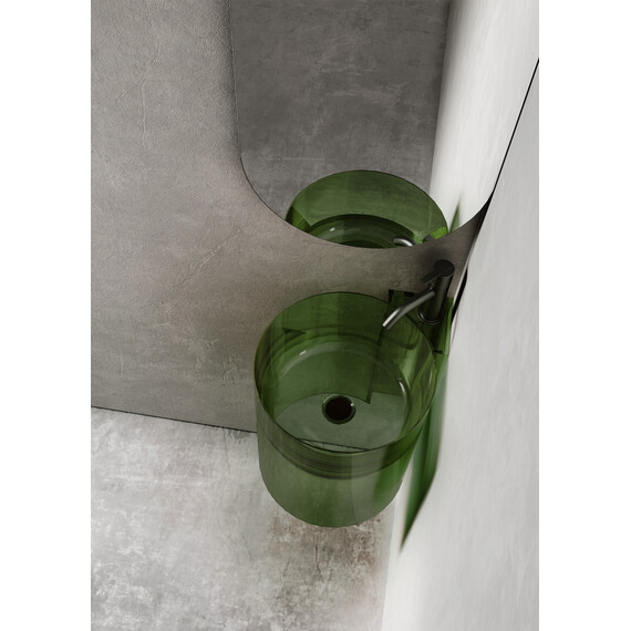 Раковина подвесная прозрачная Abber Kristall 42 см AT2705Emerald, зеленый фото 4