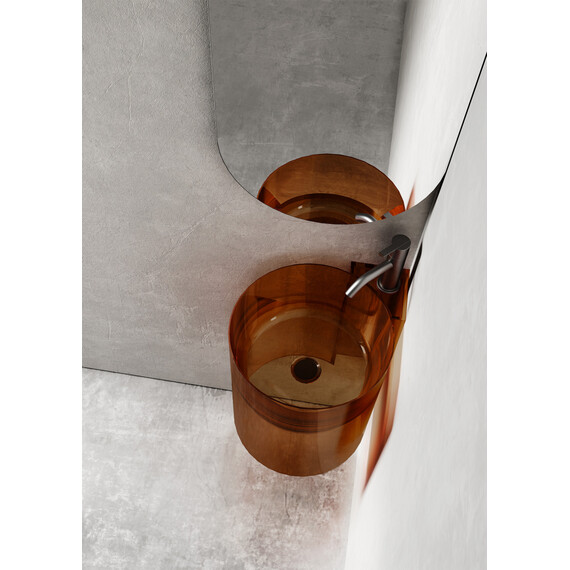 Раковина подвесная прозрачная Abber Kristall 42 см AT2705Opal, коричневый фото 4