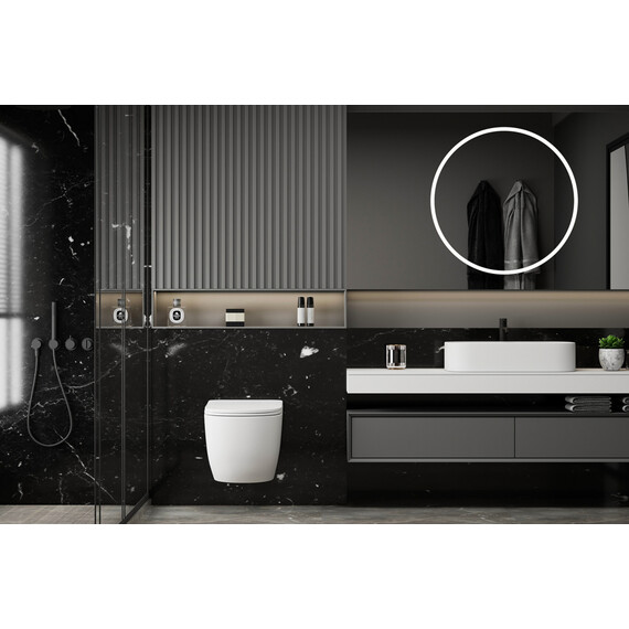 Унитаз подвесной безободковый Abber Bequem AC1100MW с крышкой микролифт, белый матовый фото 11