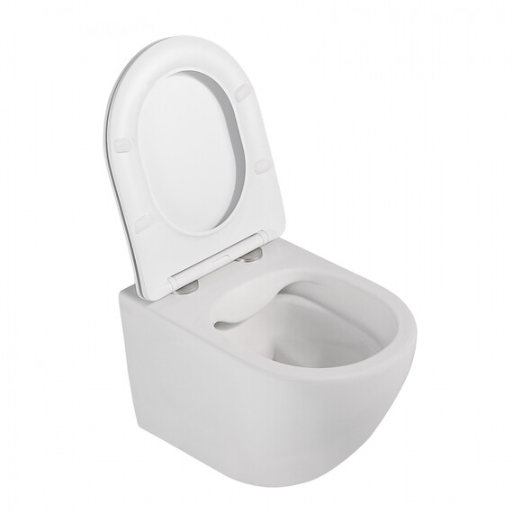 Унитаз подвесной безободковый Abber Bequem AC1100MW с крышкой микролифт, белый матовый фото 16