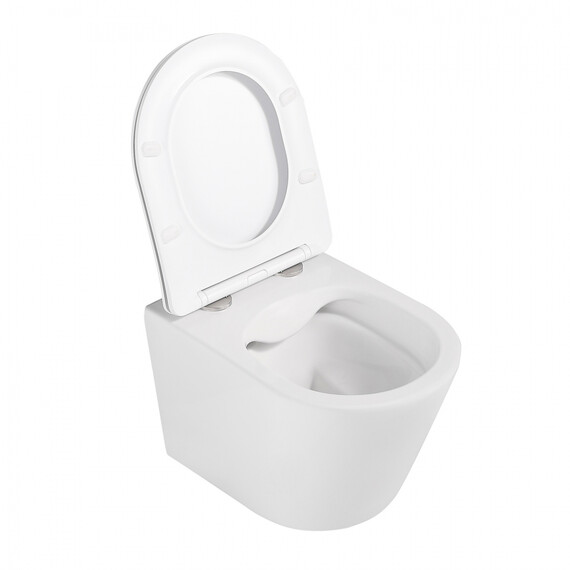 Унитаз подвесной безободковый Abber Bequem AC1102MW с крышкой микролифт, белый матовый, Цвет производителя: белый матовый фото 4