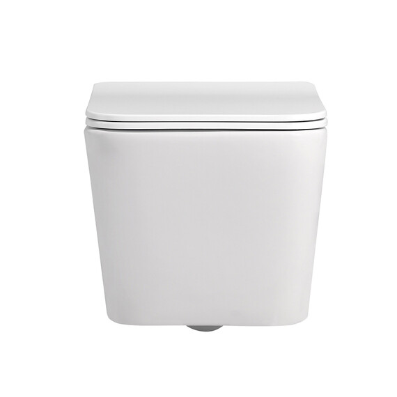 Унитаз подвесной безободковый Abber Rechteck AC1201MW с тонкой крышкой микролифт, белый матовый фото 14