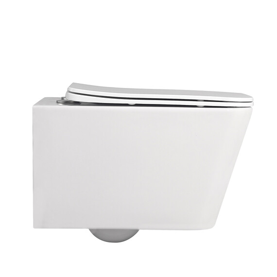 Унитаз подвесной безободковый Abber Rechteck AC1201MW с тонкой крышкой микролифт, белый матовый фото 15
