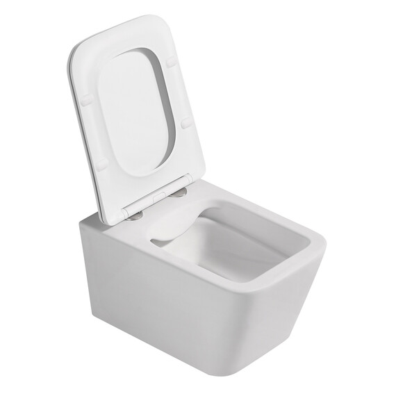 Унитаз подвесной безободковый Abber Rechteck AC1201MW с тонкой крышкой микролифт, белый матовый фото 18