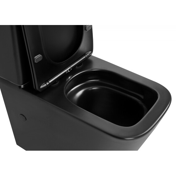 Унитаз-компакт безободковый Abber Rechteck AC1210TMB (смыв торнадо) с тонкой крышкой микролифт, чёрный матовый, Цвет производителя: чёрный матовый фото 17