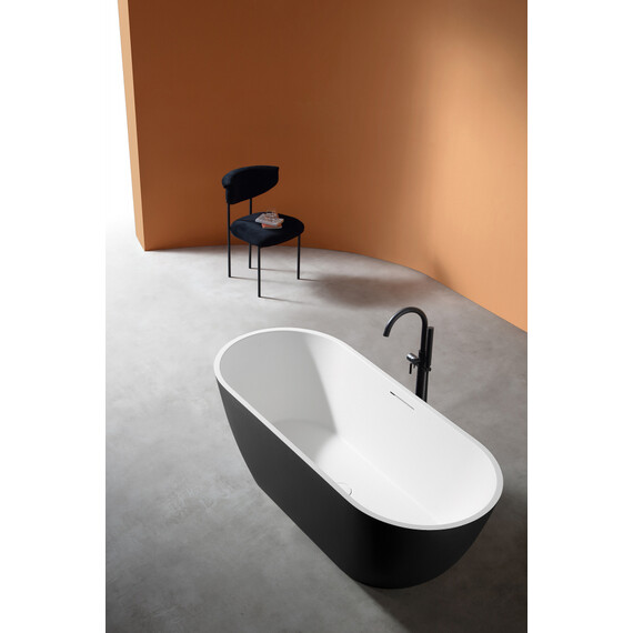 Ванна отдельностоящая Abber Frankfurt 170x75 см AM9941BW, чёрно-белый матовый фото 9