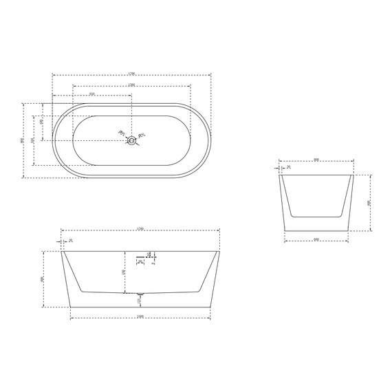 Ванна акриловая Abber 170x80 см AB9209MW, белый матовый фото 11