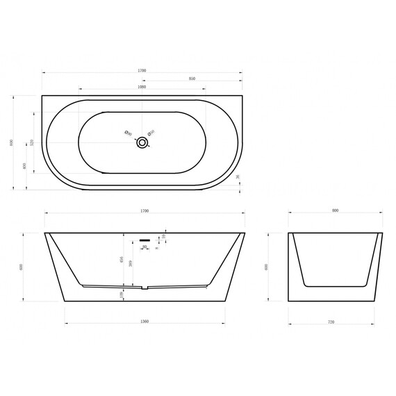 Ванна акриловая Abber 170x80 см AB9216-1.7MW, белый матовый фото 10