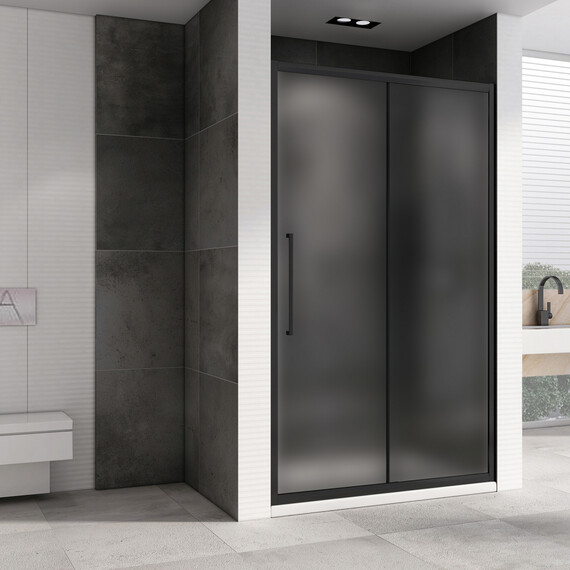 Душевая дверь Abber Schwarzer Diamant 130 см AG30130BMH, чёрный/матовое фото 2