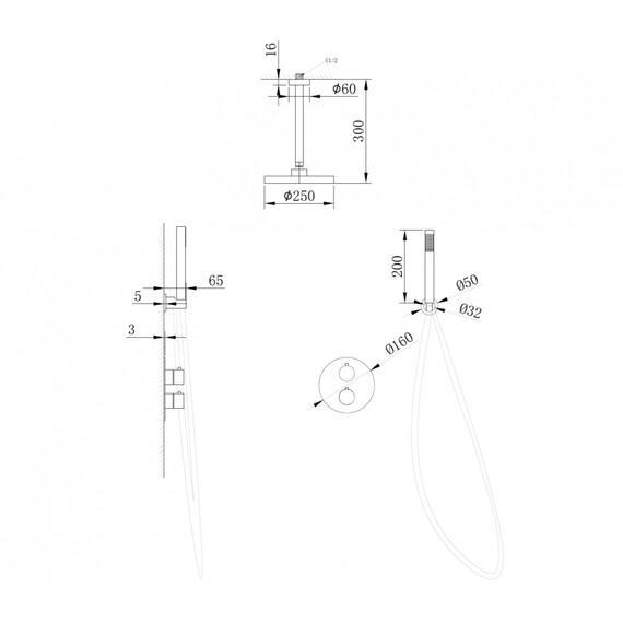Душевая система для душа Abber Wasser Kreis AF8121 (со скрытой частью) хром фото 3