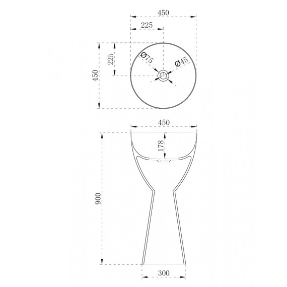 Раковина напольная Abber Karbon 45 см AK2003, чёрный фото 6