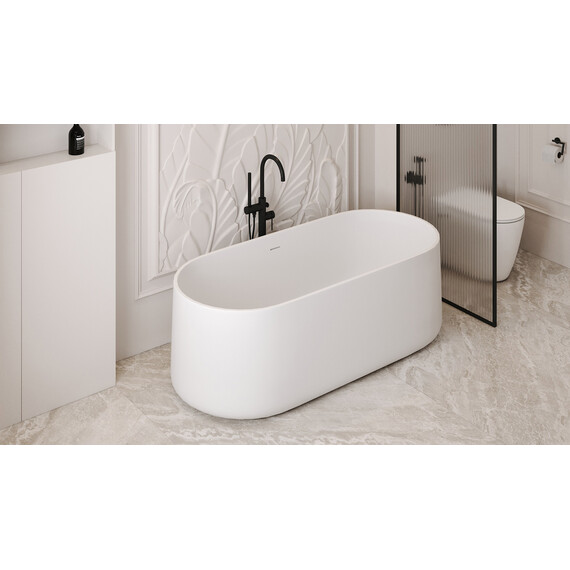 Ванна каменная Abber Stein 170x75 см AS9607, белый матовый фото 10