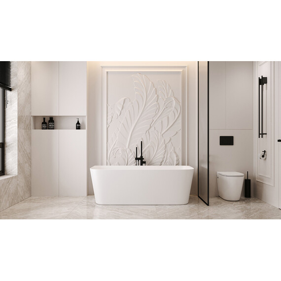 Ванна каменная Abber Stein 170x75 см AS9617, белый матовый фото 8