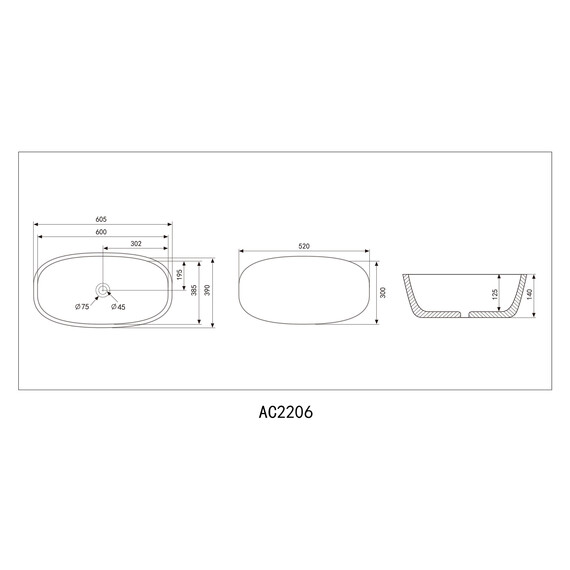 Раковина-чаша Abber Rechteck 60 см AC2206MW, белый матовый фото 4