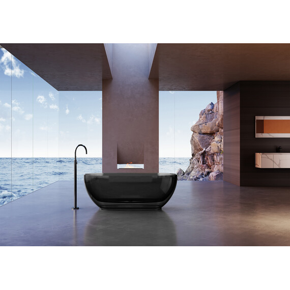 Ванна прозрачная Abber Kristall 170x75 см AT9703Onyx, чёрный фото 2