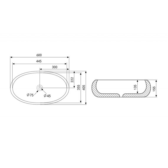 Раковина-чаша Abber Bequem 60 см AC2102MW, белый матовый фото 4