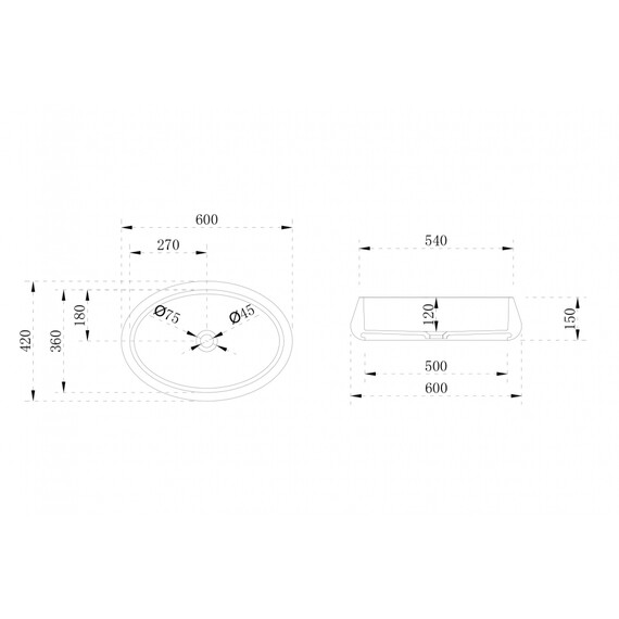 Раковина-чаша Abber Stein 60 см AS2605, белый матовый фото 5