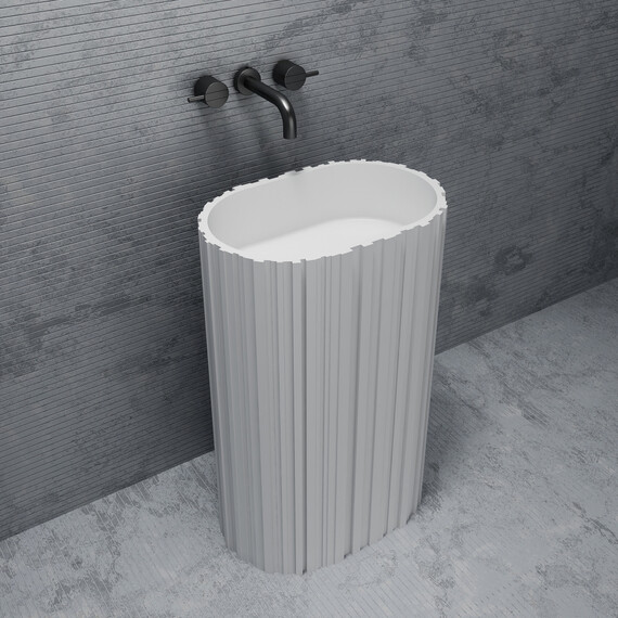 Раковина напольная Abber Stein 58 см AS2551-H, белый матовый фото 3