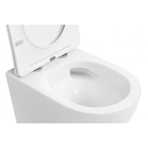 Унитаз подвесной безободковый Abber Bequem AC1100T с тонкой крышкой микролифт (Система смыва торнадо), Цвет производителя: белый фото 18