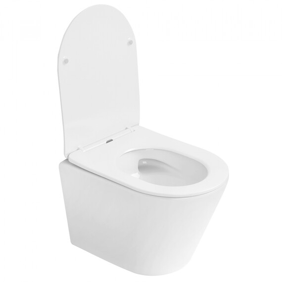 Унитаз подвесной безободковый Abber Bequem AC1102T с тонкой крышкой микролифт (Система смыва торнадо), Цвет производителя: белый фото 16