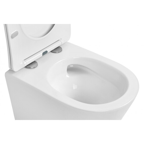 Унитаз подвесной безободковый Abber Bequem AC1102T с тонкой крышкой микролифт (Система смыва торнадо), Цвет производителя: белый фото 18