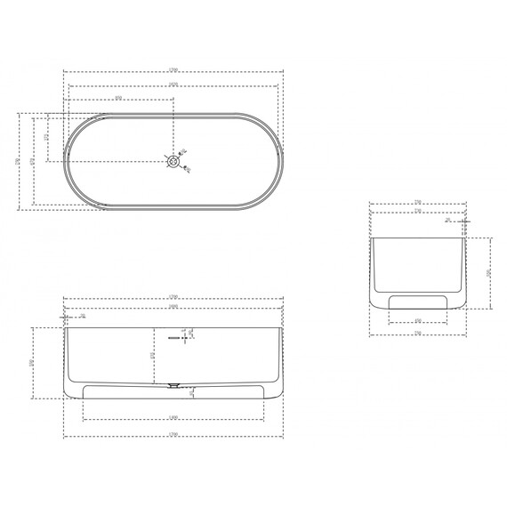 Ванна каменная Abber Stein 170x75 см AS9607, белый матовый фото 11