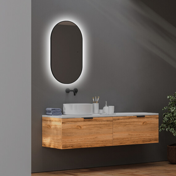 Зеркало Abber Kontur 55 см AG6302SCB, чёрный фото 2