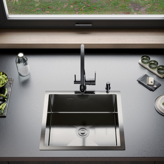 Кухонная мойка Gerhans K35043B 1 мм, PVD графит фото 11