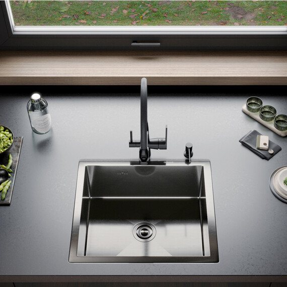 Кухонная мойка Gerhans K35043B 1 мм, PVD графит фото 12