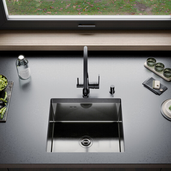 Кухонная мойка Gerhans K35043B 1 мм, PVD графит фото 13
