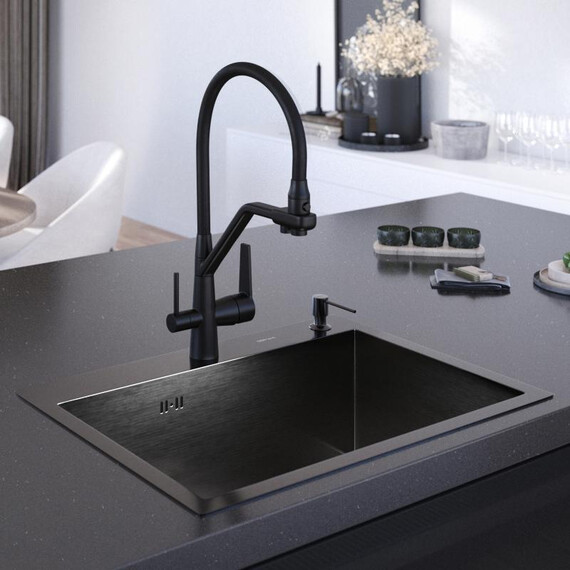 Кухонная мойка Gerhans K36045B 1 мм, PVD графит, Цвет производителя: графит фото 5