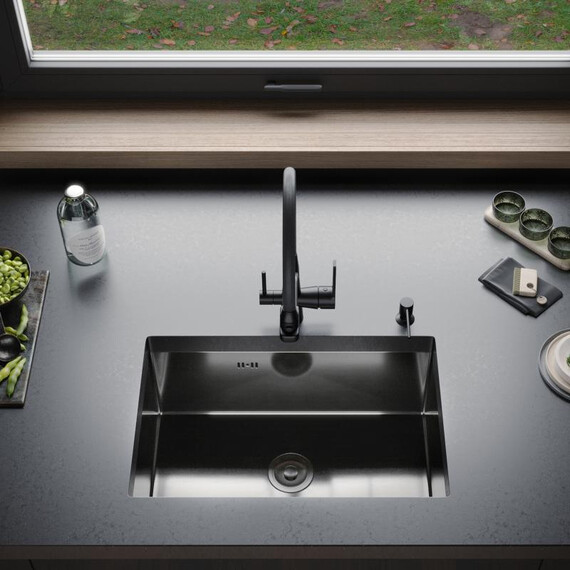 Кухонная мойка Gerhans K36045B 1 мм, PVD графит, Цвет производителя: графит фото 6
