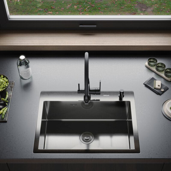 Кухонная мойка Gerhans K36045B 1 мм, PVD графит, Цвет производителя: графит фото 7