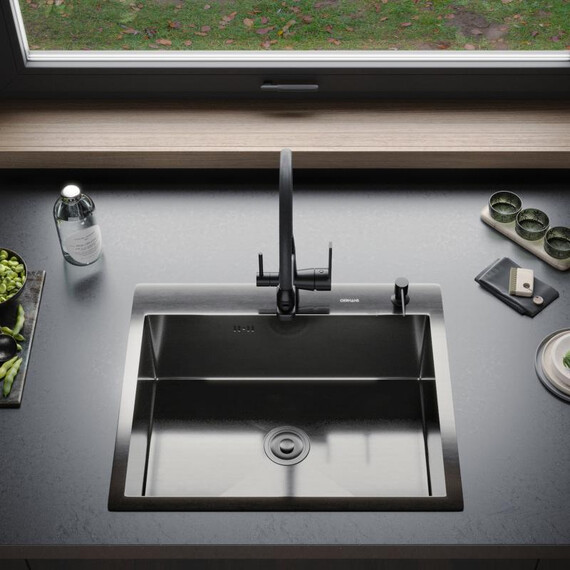 Кухонная мойка Gerhans K36050B 1 мм, PVD графит фото 3