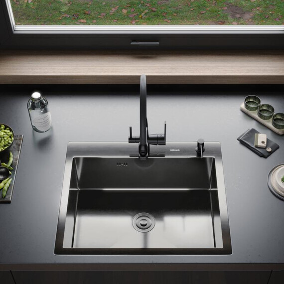 Кухонная мойка Gerhans K36050B 1 мм, PVD графит фото 4