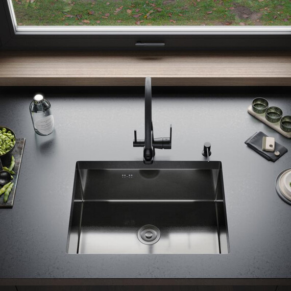 Кухонная мойка Gerhans K36050B 1 мм, PVD графит фото 5