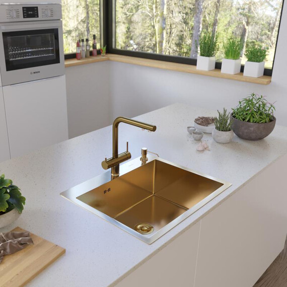 Кухонная мойка Gerhans K36050G 1 мм, золото, Цвет производителя: золото фото 