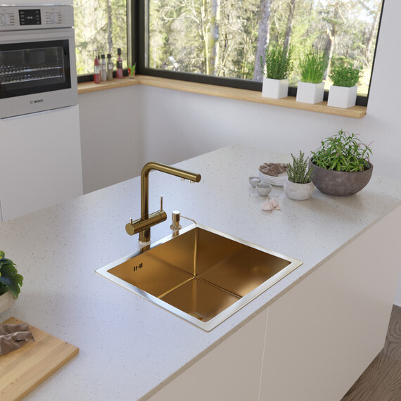 Кухонная мойка Gerhans K35043G 1 мм, золото фото 4