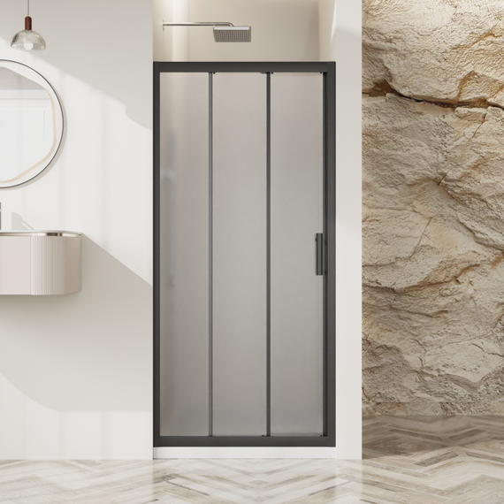 Душевая дверь BelBagno 120 см UNO-195-BF-3-120-P-NERO, чёрный матовый/матовое фото 