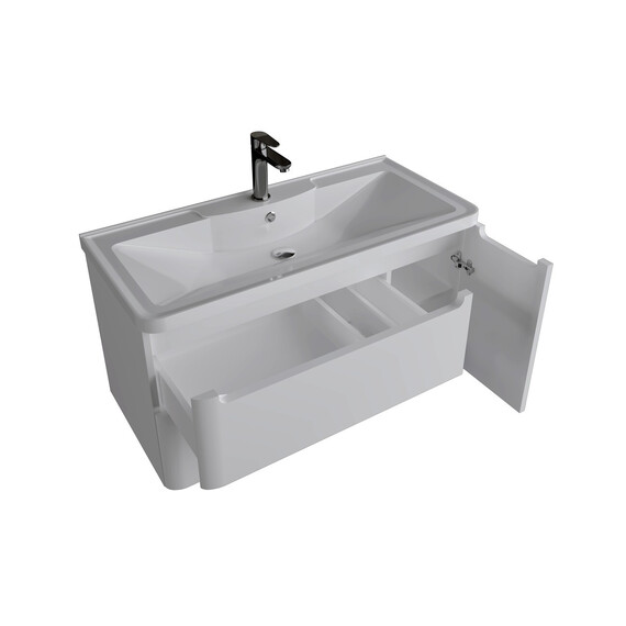 Тумба подвесная с раковиной Grossman Адель 100 см 1010001, белый глянец фото 5