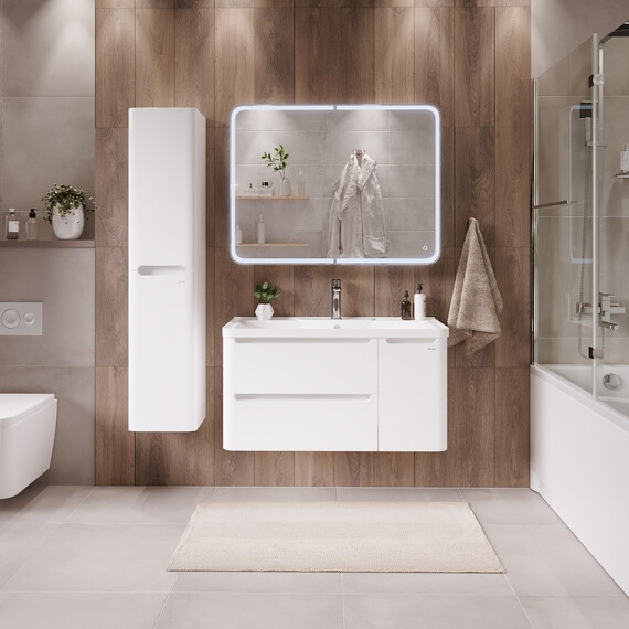 Тумба подвесная с раковиной Grossman Адель 100 см 1010001, белый глянец фото 4